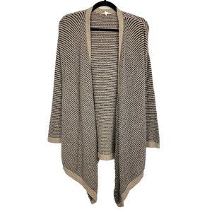 Eileen Fisher Womens Small Organic Cotton Fuzzy Knit Open Cardigan Sweater